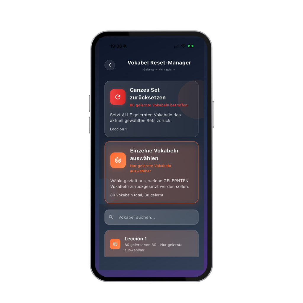 Dikiwi App – Vokabelreset-Manager