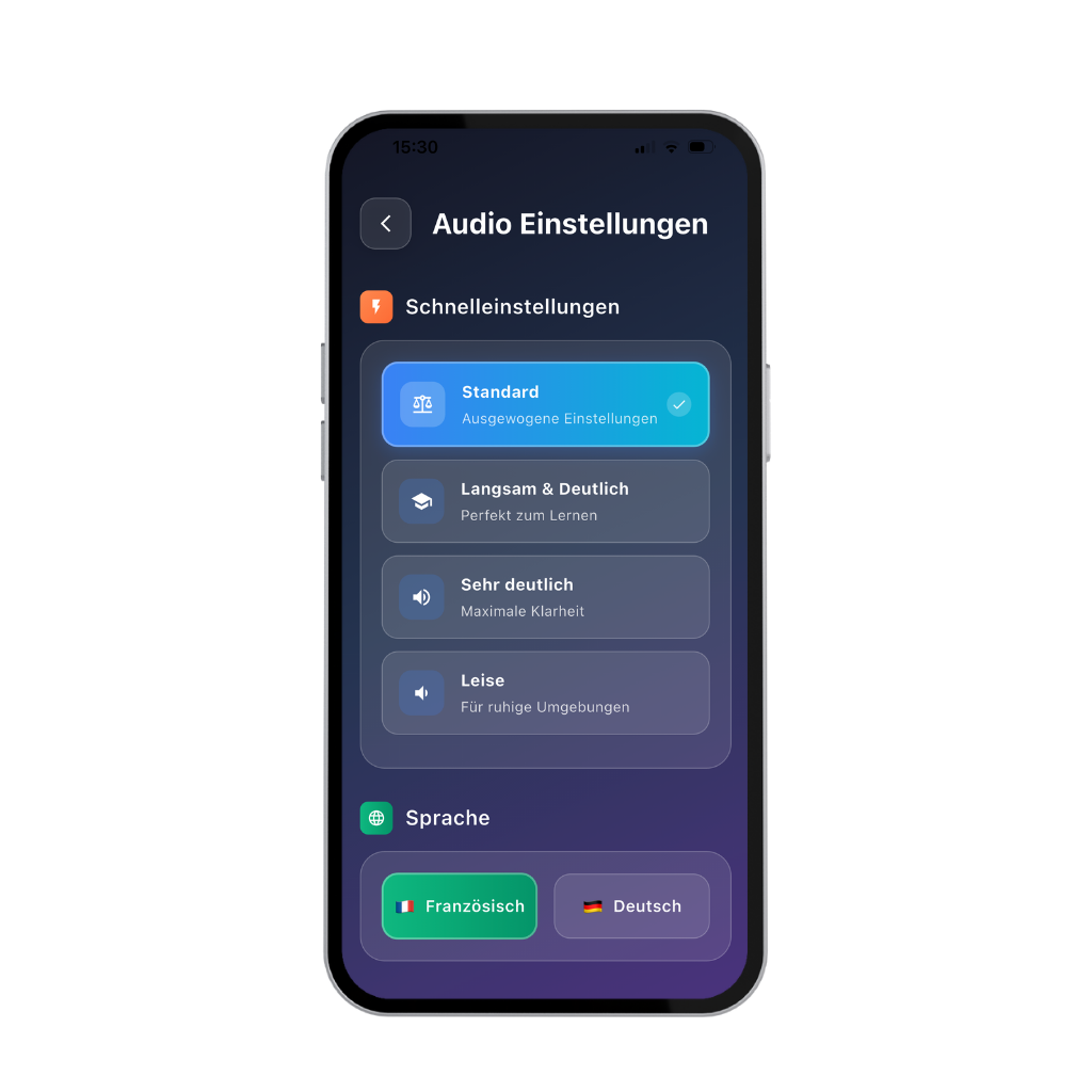 Dikiwi App – Audio-Einstellungen