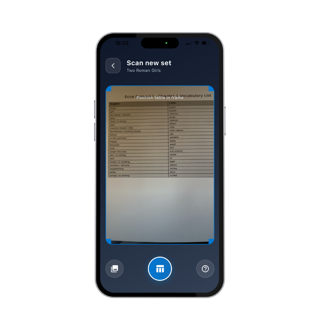 Latin – Starting the Scan