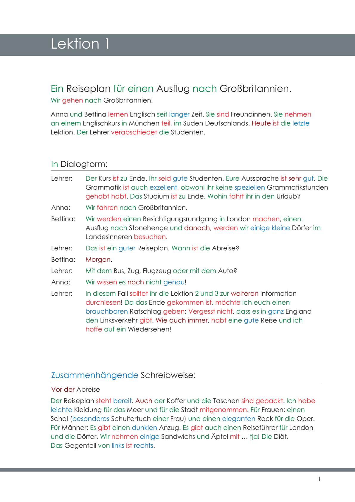 Vollständige deutsche Originalseite zu Lektion 1