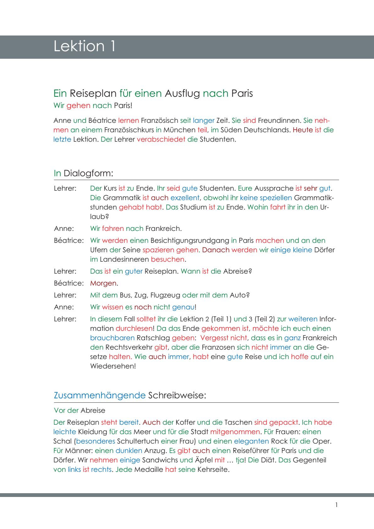 Vollständige deutsche Originalseite zu Lektion 1