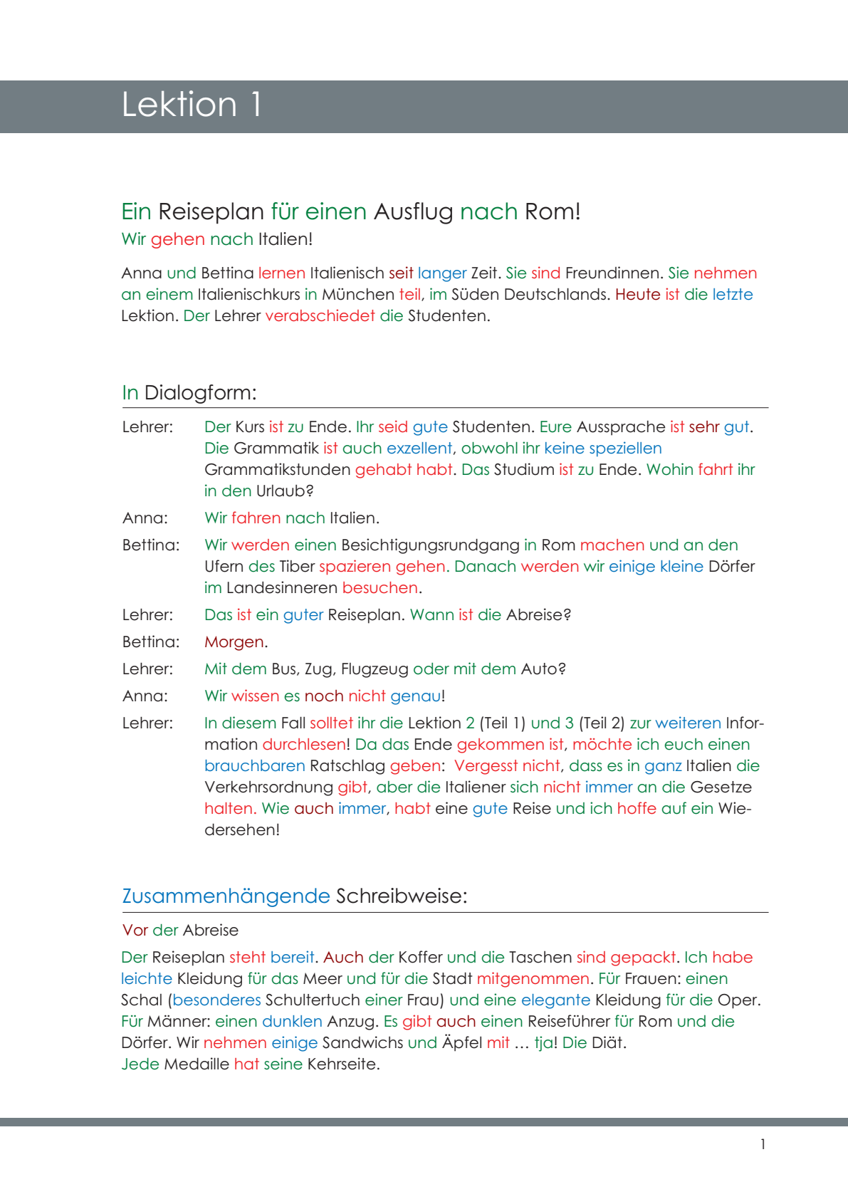 Vollständige deutsche Originalseite zu Lektion 1
