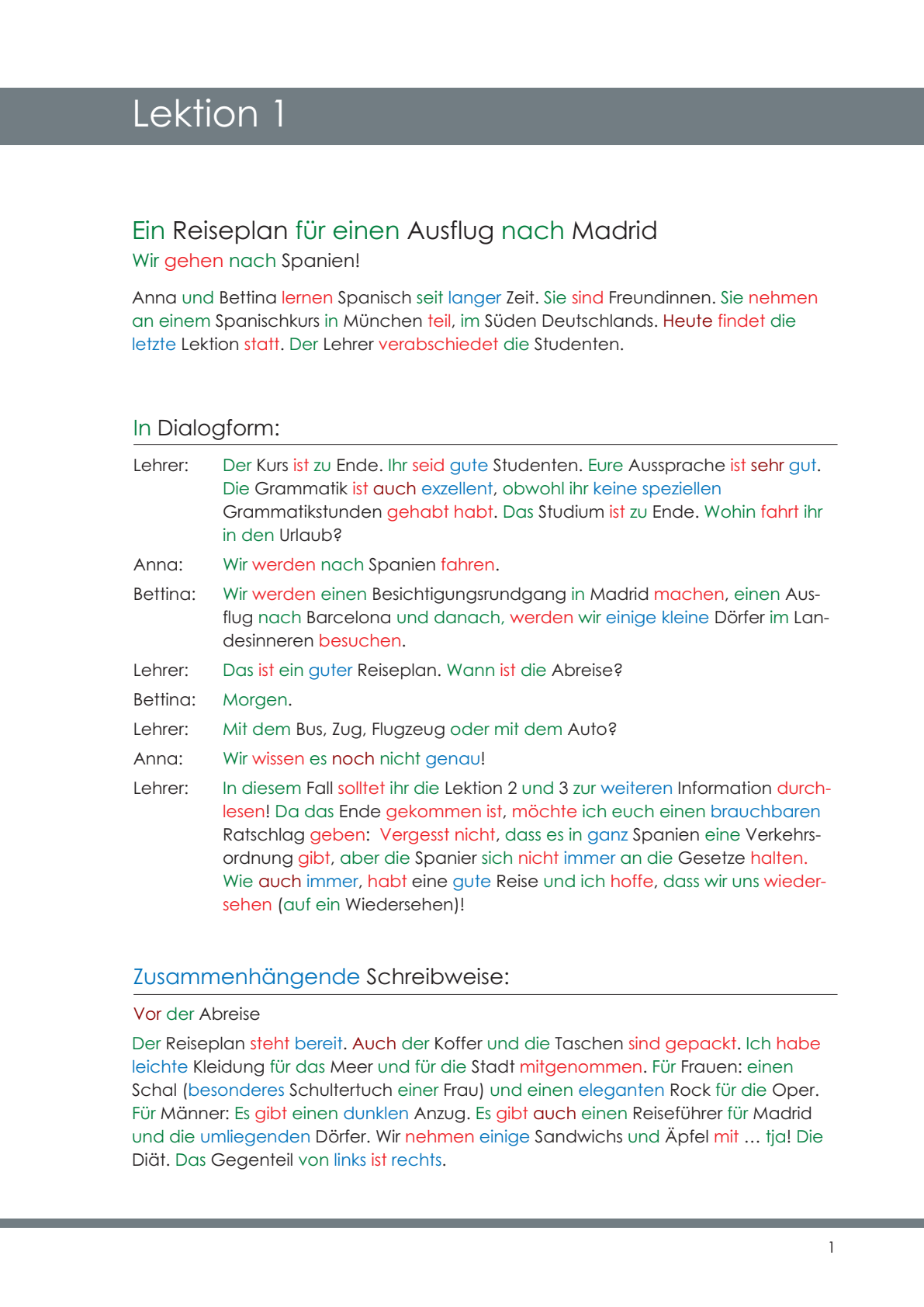 Vollständige deutsche Originalseite zu Lektion 1